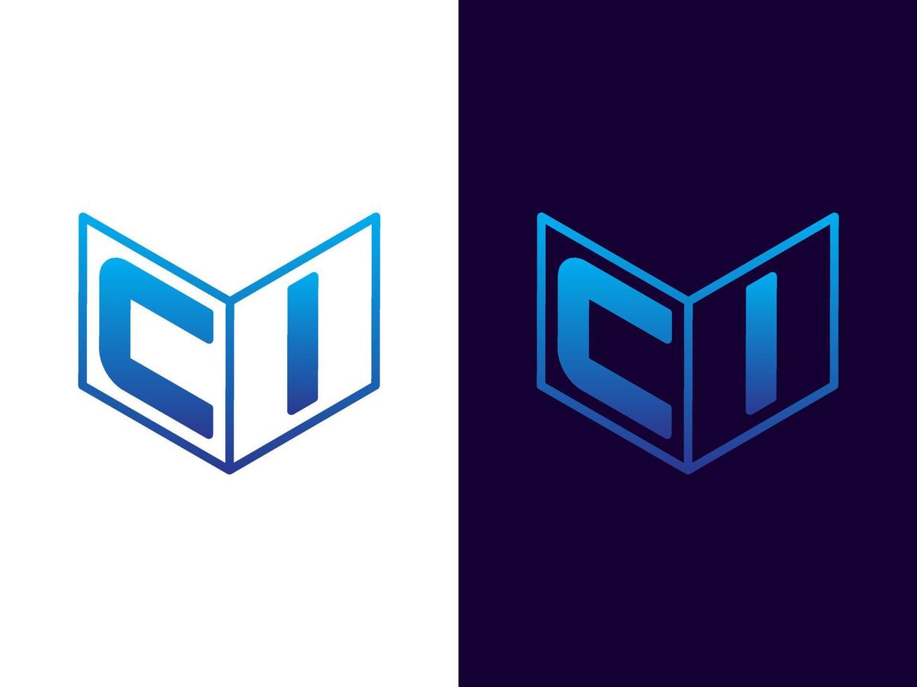 Initial letter CI minimalist and modern 3D logo design vector