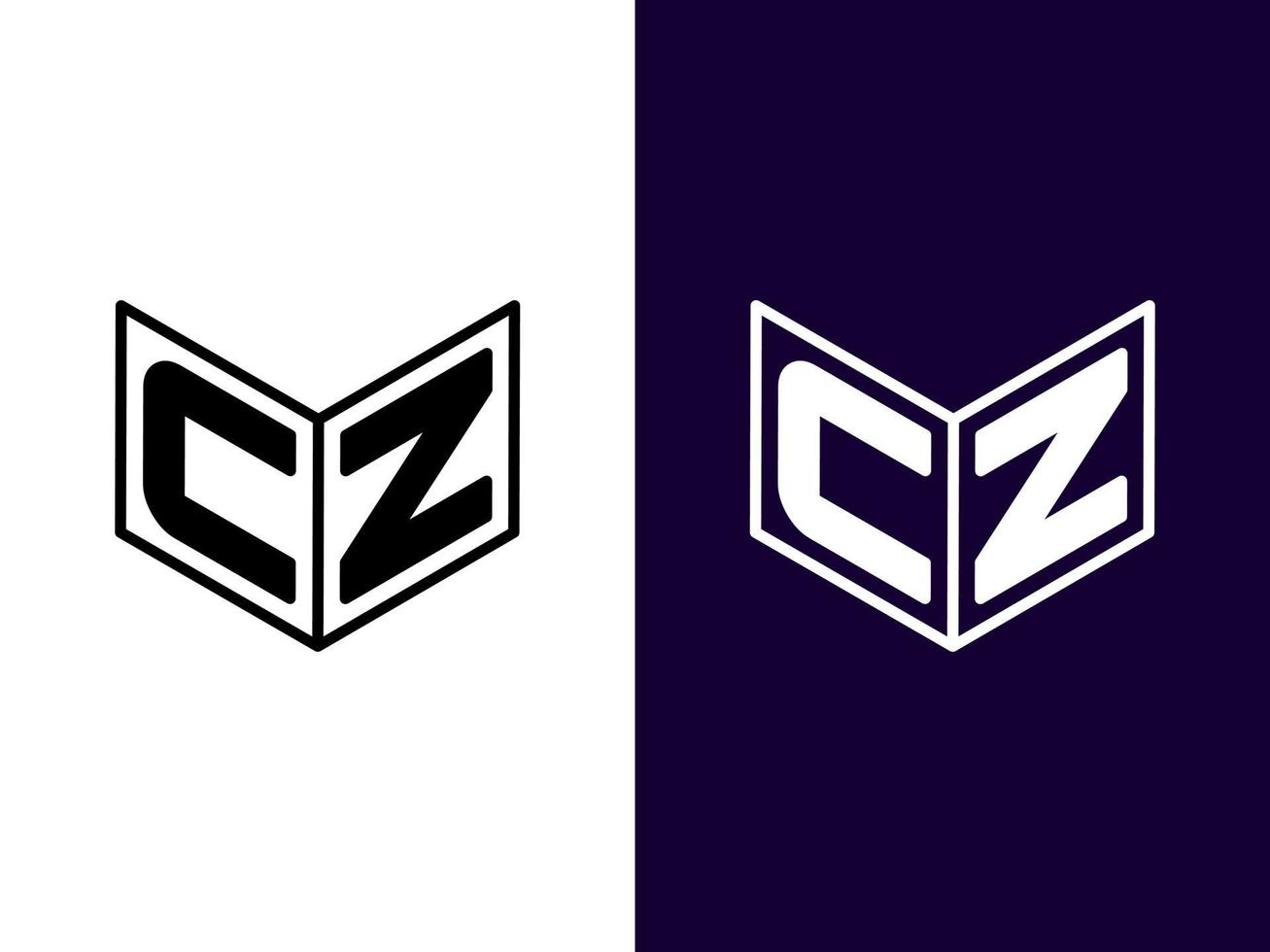 Initial letter CZ minimalist and modern 3D logo design vector