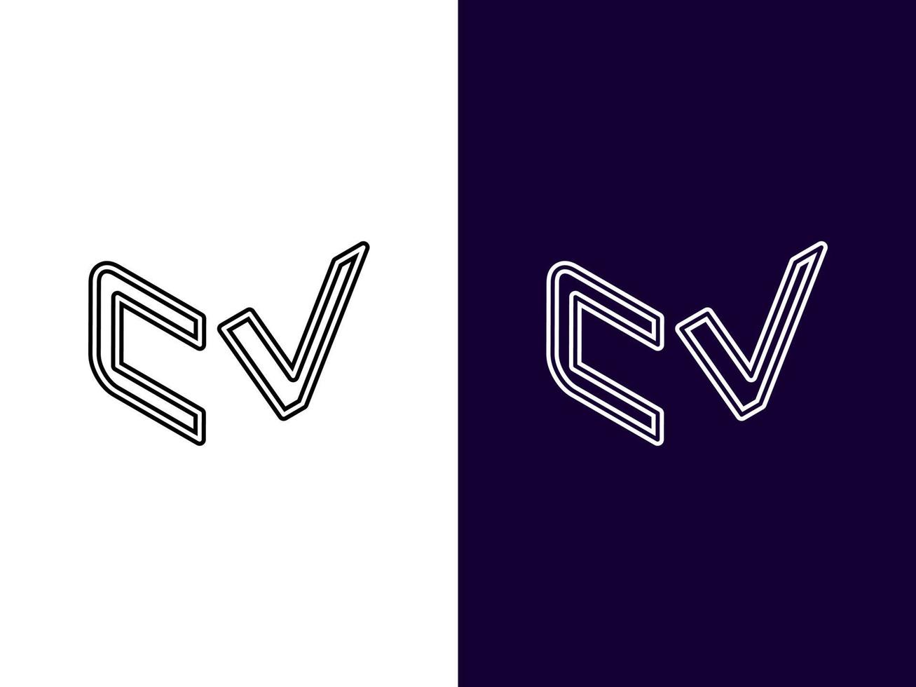 Initial letter CV minimalist and modern 3D logo design vector