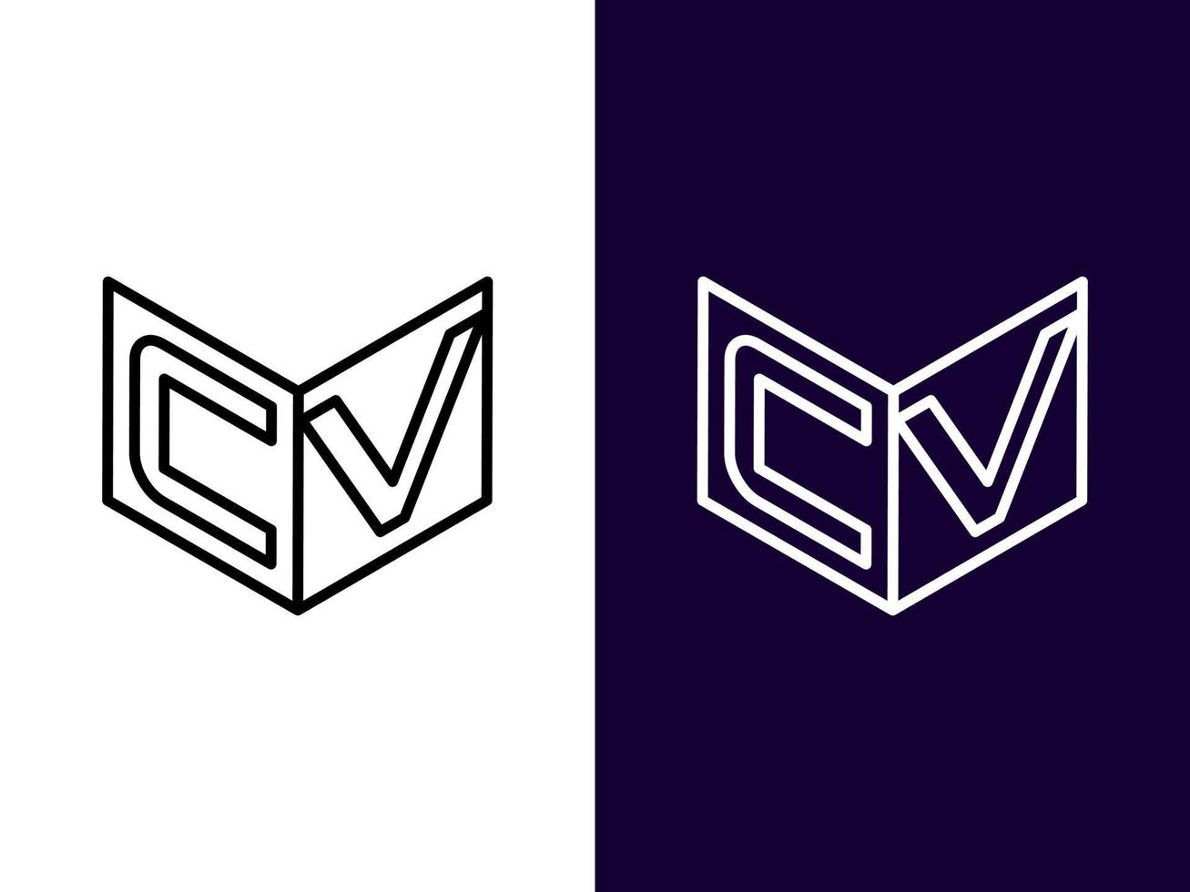 Initial letter CV minimalist and modern 3D logo design vector