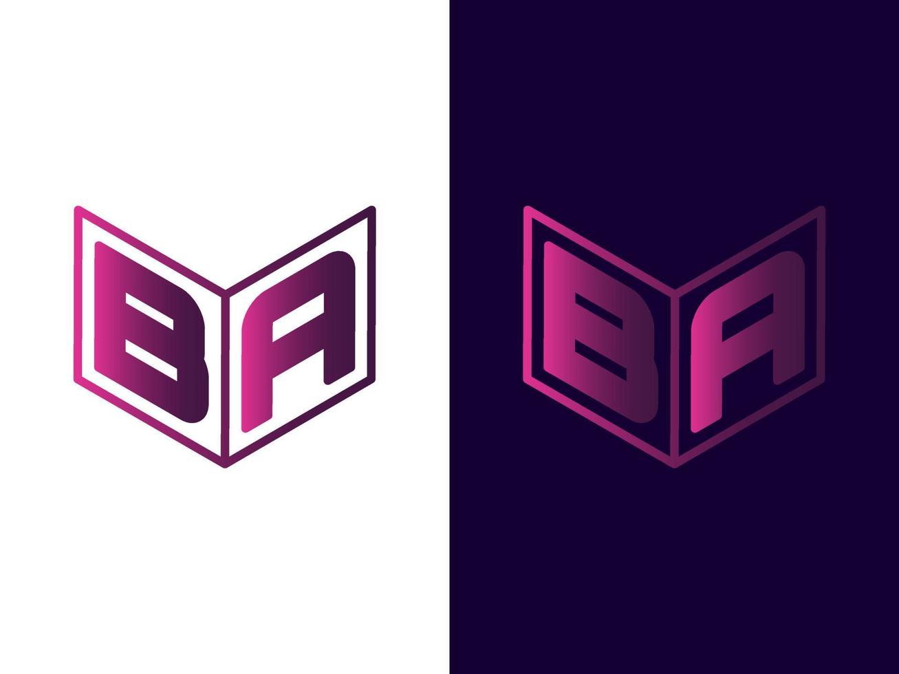Initial letter BA minimalist and modern 3D logo design vector