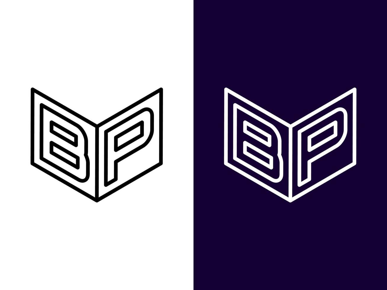 letra inicial bp diseño de logotipo 3d minimalista y moderno vector