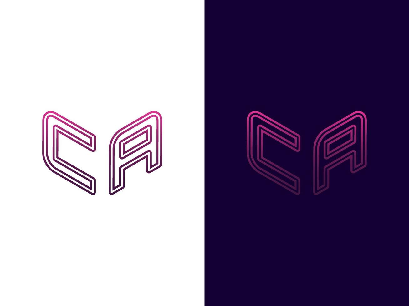 Initial letter CA minimalist and modern 3D logo design vector