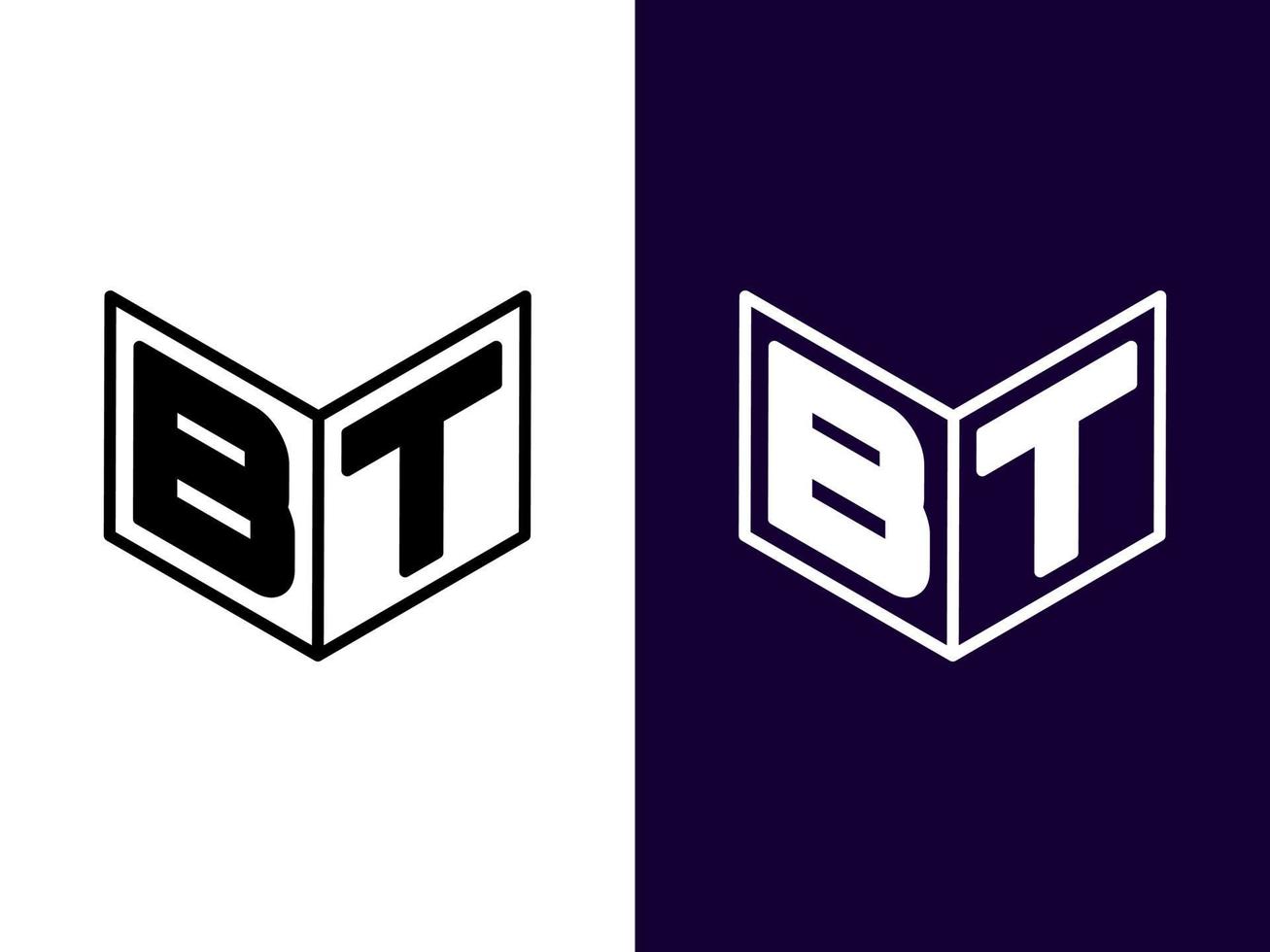 Initial letter BT minimalist and modern 3D logo design vector