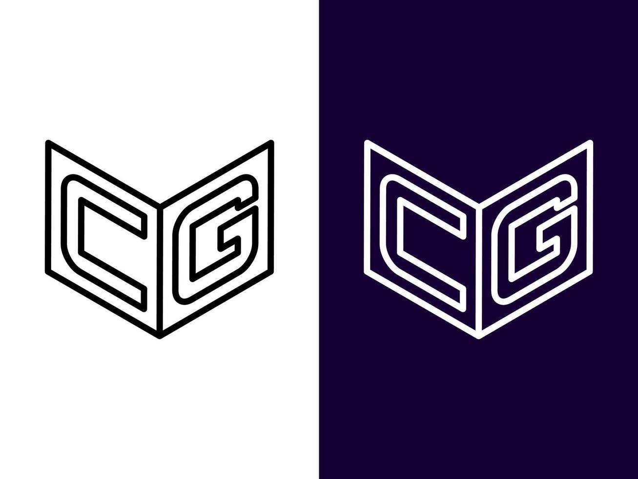 Initial letter CG minimalist and modern 3D logo design vector