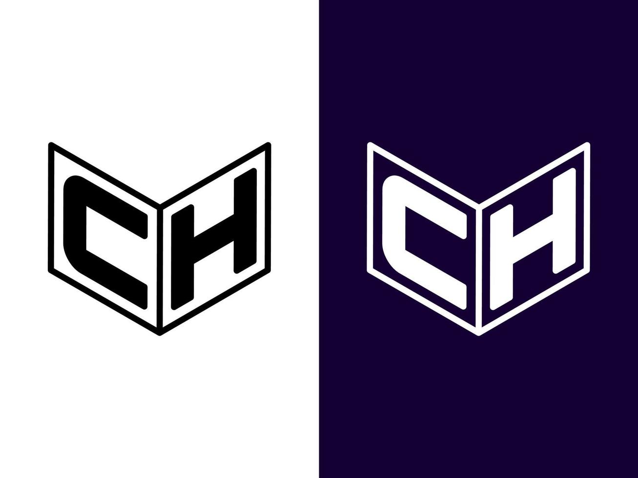 Initial letter CH minimalist and modern 3D logo design vector