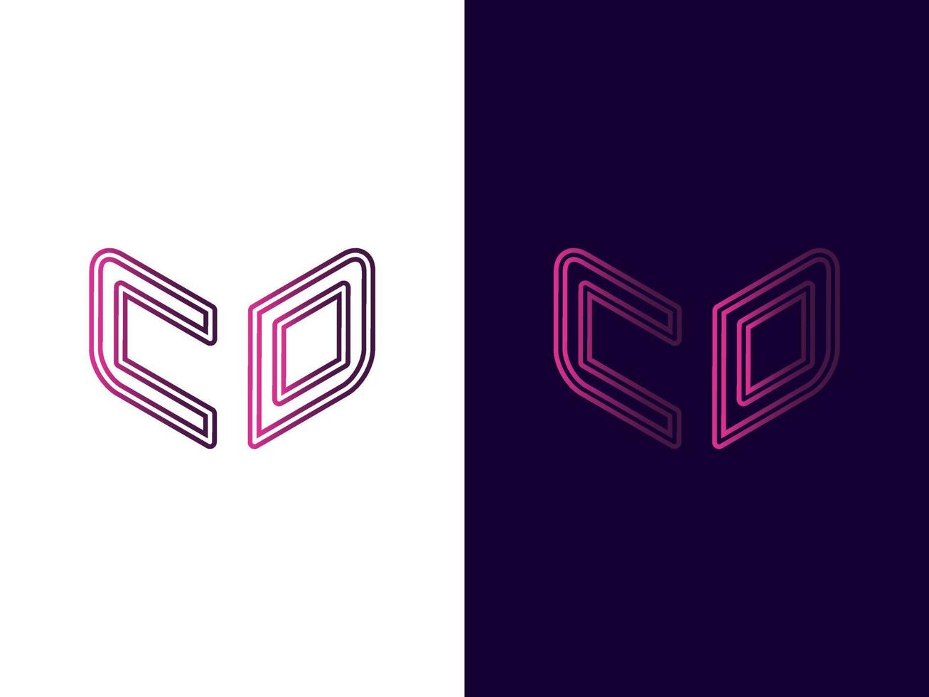 Initial letter CD minimalist and modern 3D logo design vector