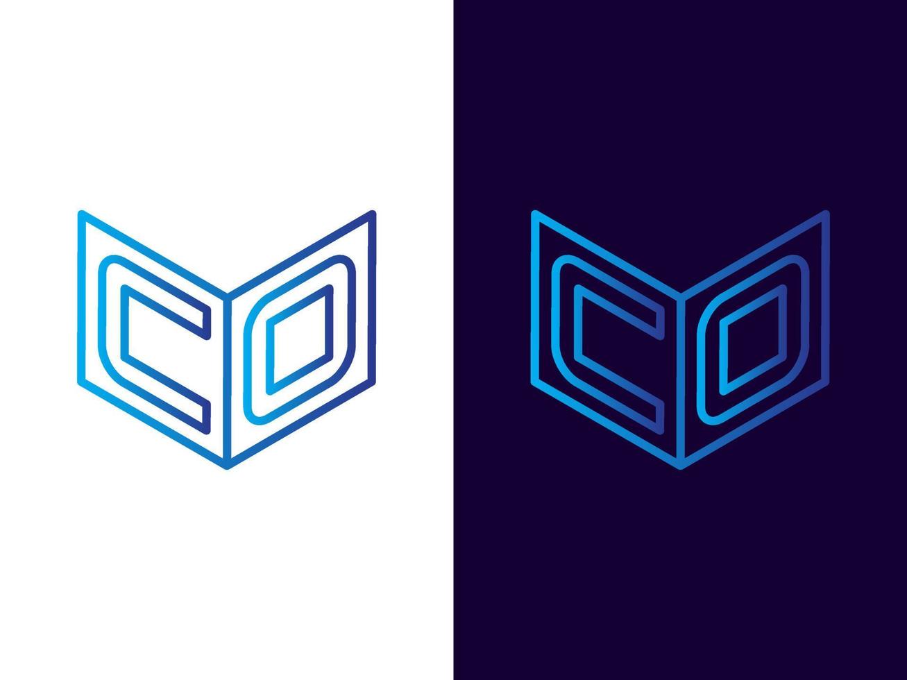 Initial letter CO minimalist and modern 3D logo design vector