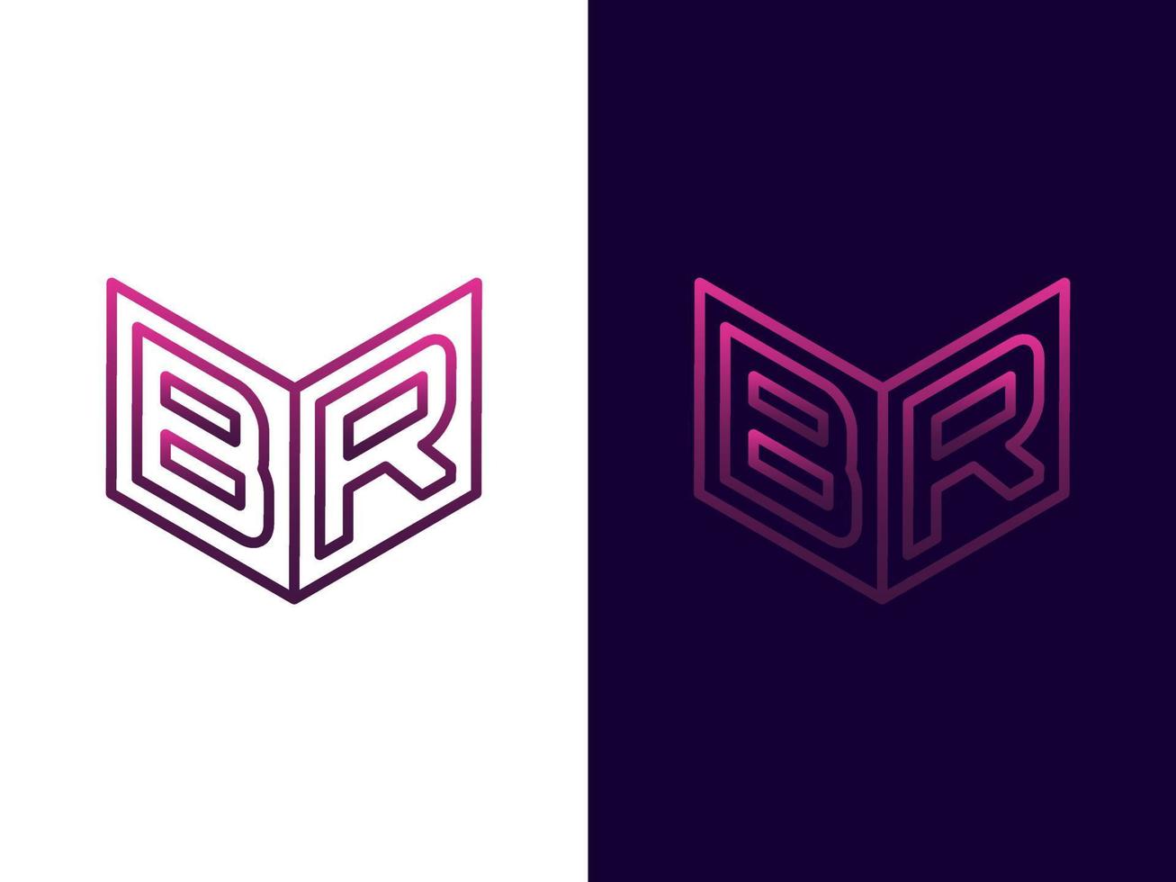 letra inicial br diseño de logotipo 3d minimalista y moderno vector