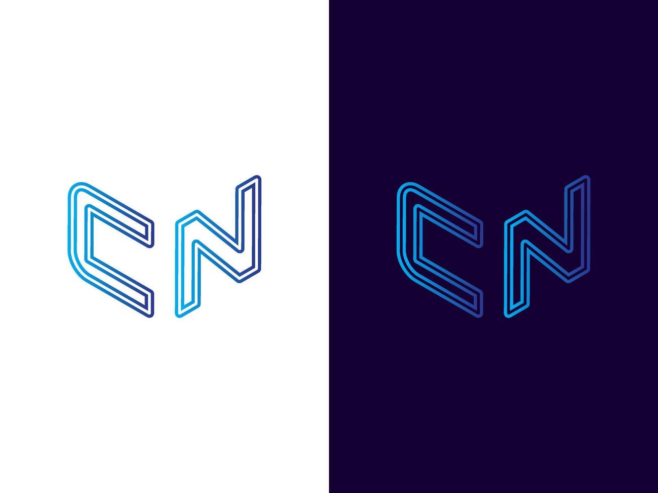 Initial letter CN minimalist and modern 3D logo design vector