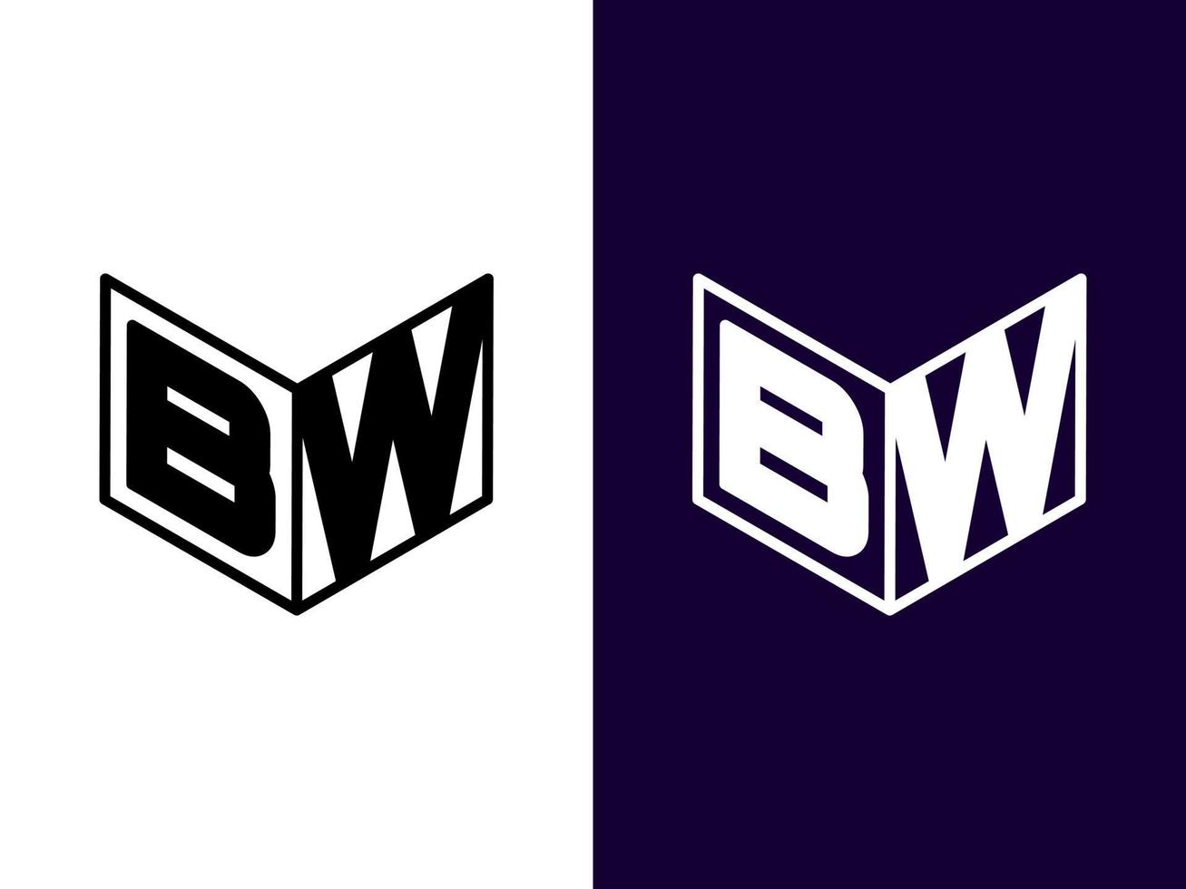 Initial letter BW minimalist and modern 3D logo design vector