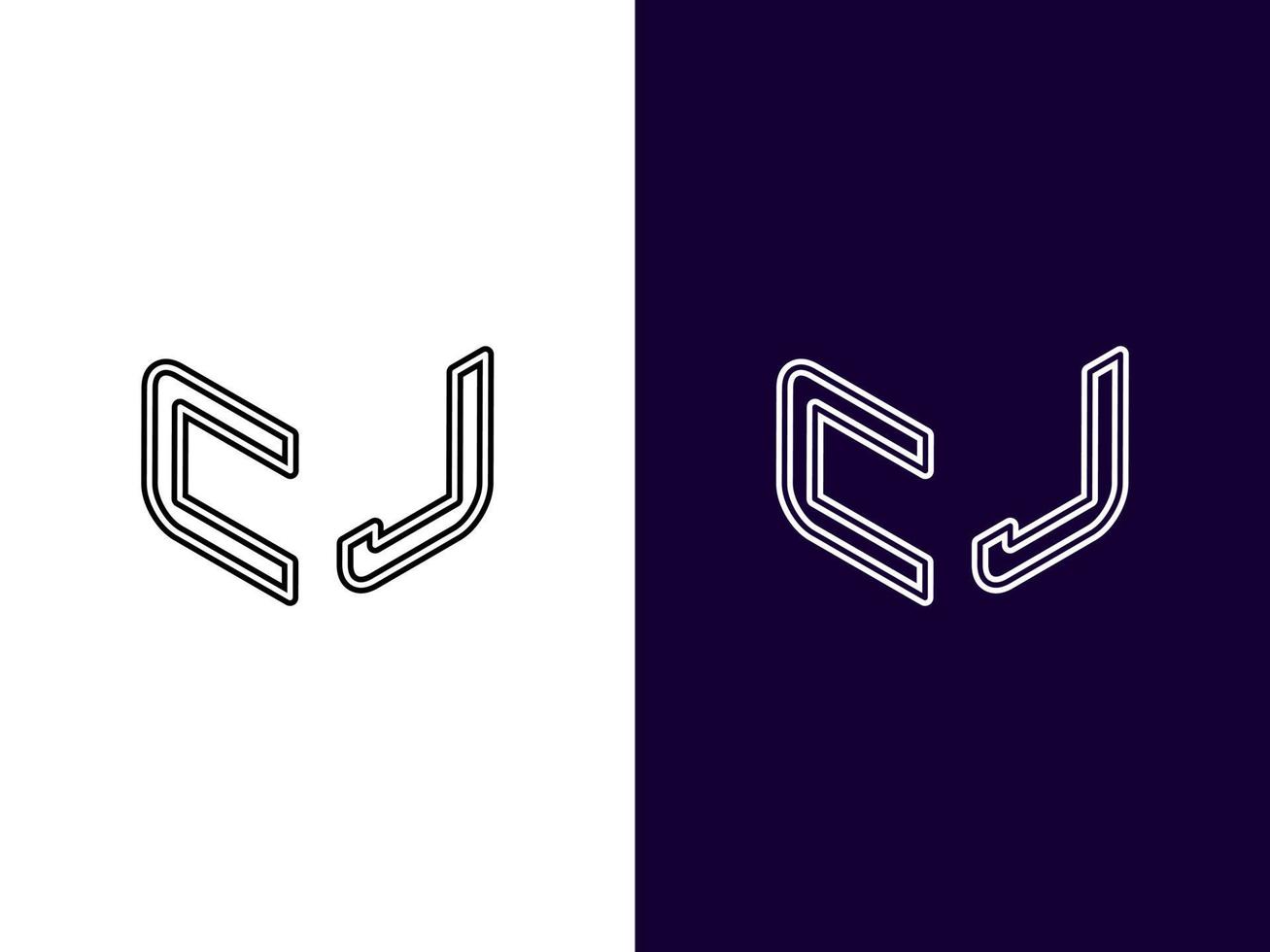 letra inicial cj diseño de logotipo 3d minimalista y moderno vector