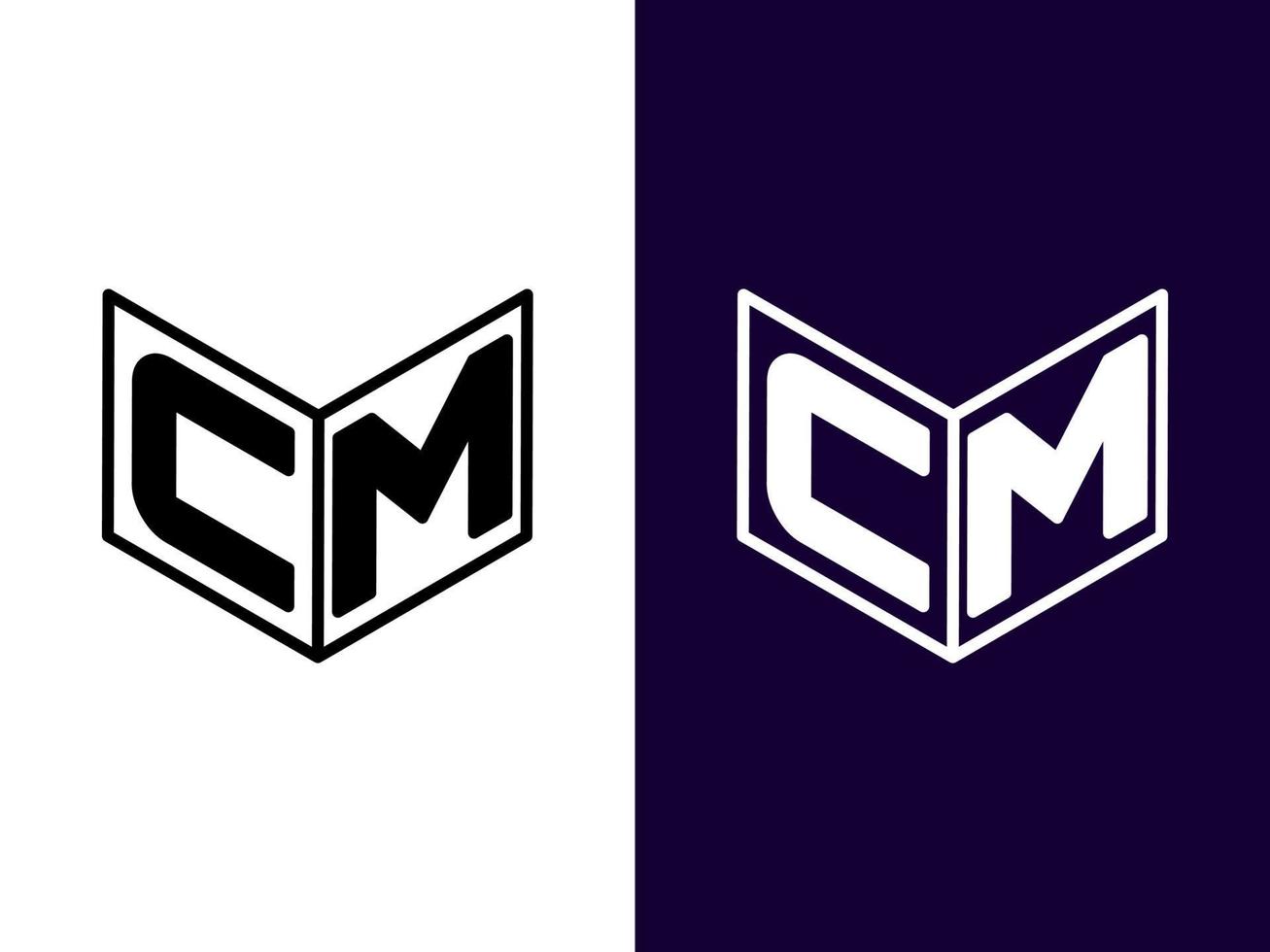 Initial letter CM minimalist and modern 3D logo design vector