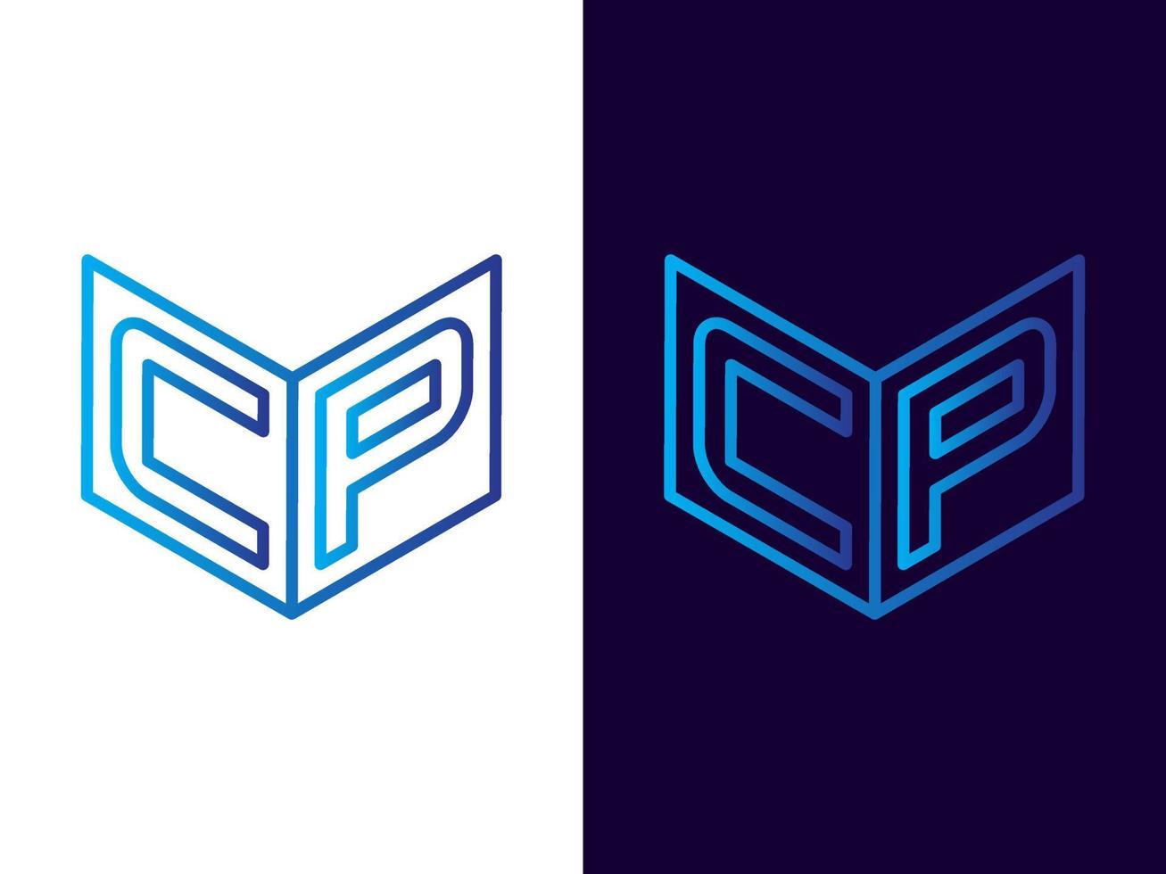 letra inicial cp diseño de logotipo 3d minimalista y moderno vector