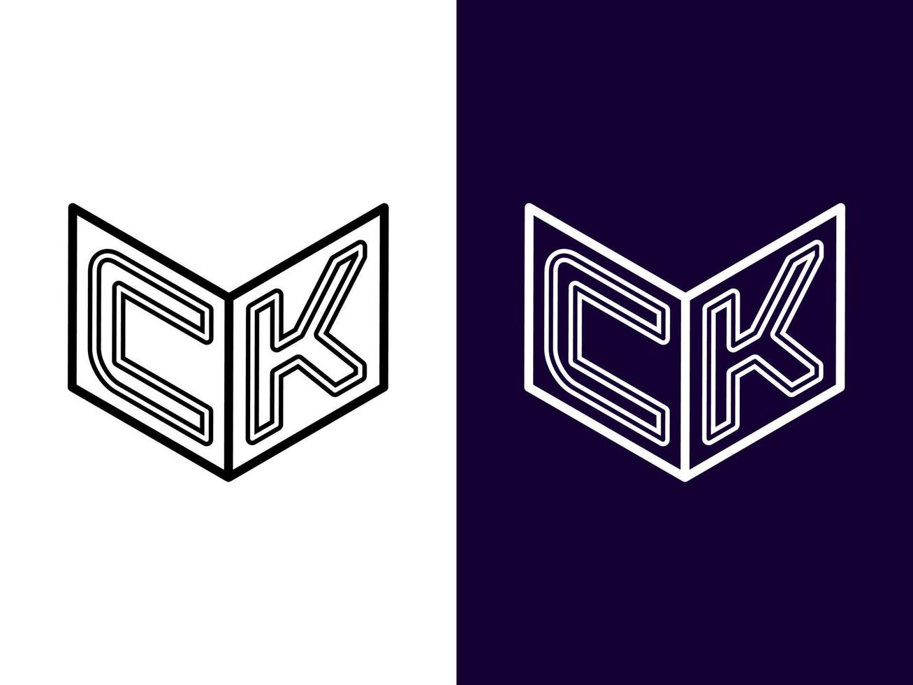 Initial letter CK minimalist and modern 3D logo design vector
