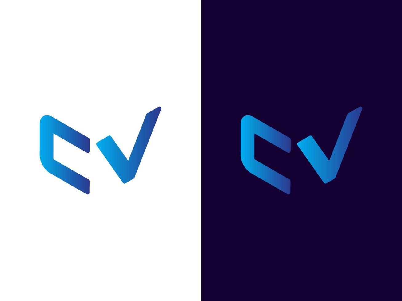 Initial letter CV minimalist and modern 3D logo design vector