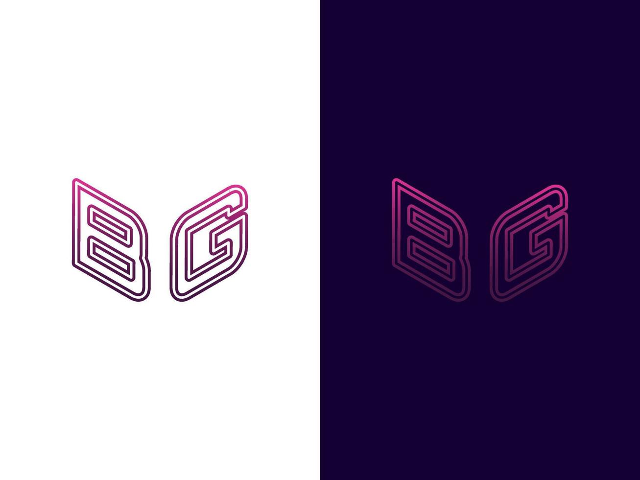 letra inicial bg diseño de logotipo 3d minimalista y moderno vector