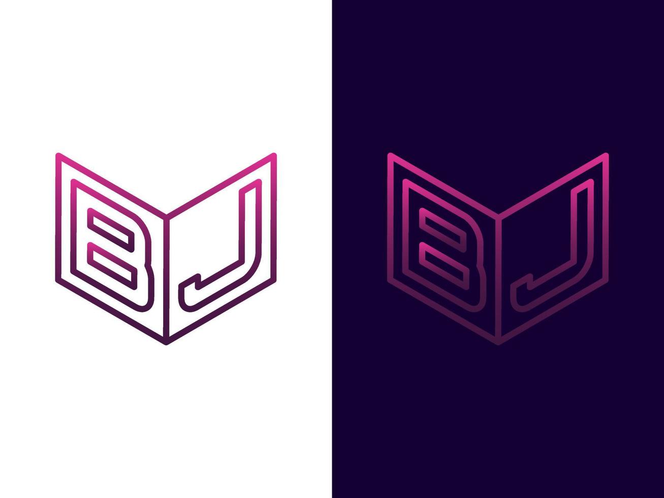letra inicial bj diseño de logotipo 3d minimalista y moderno vector