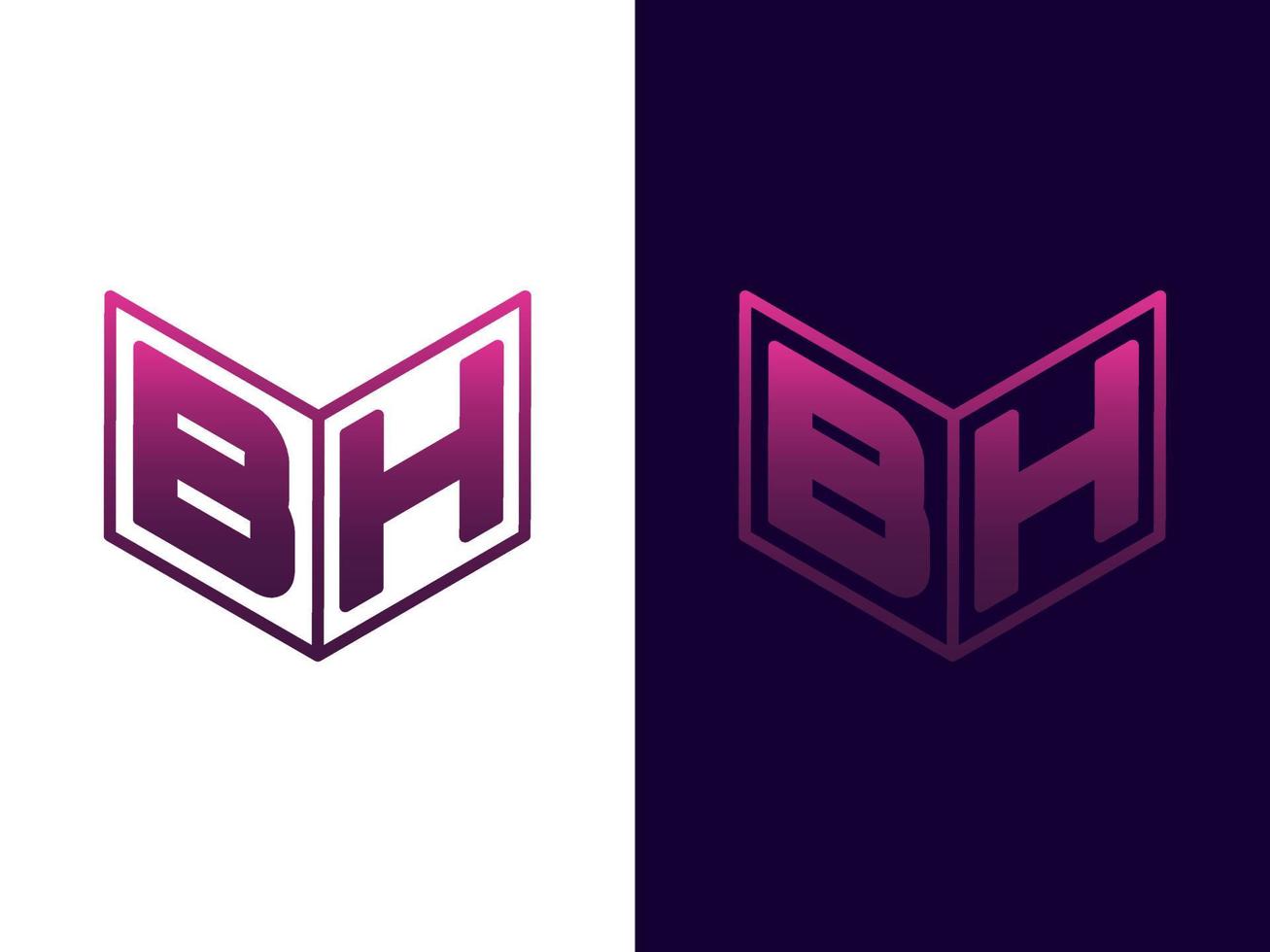 Initial letter BH minimalist and modern 3D logo design vector