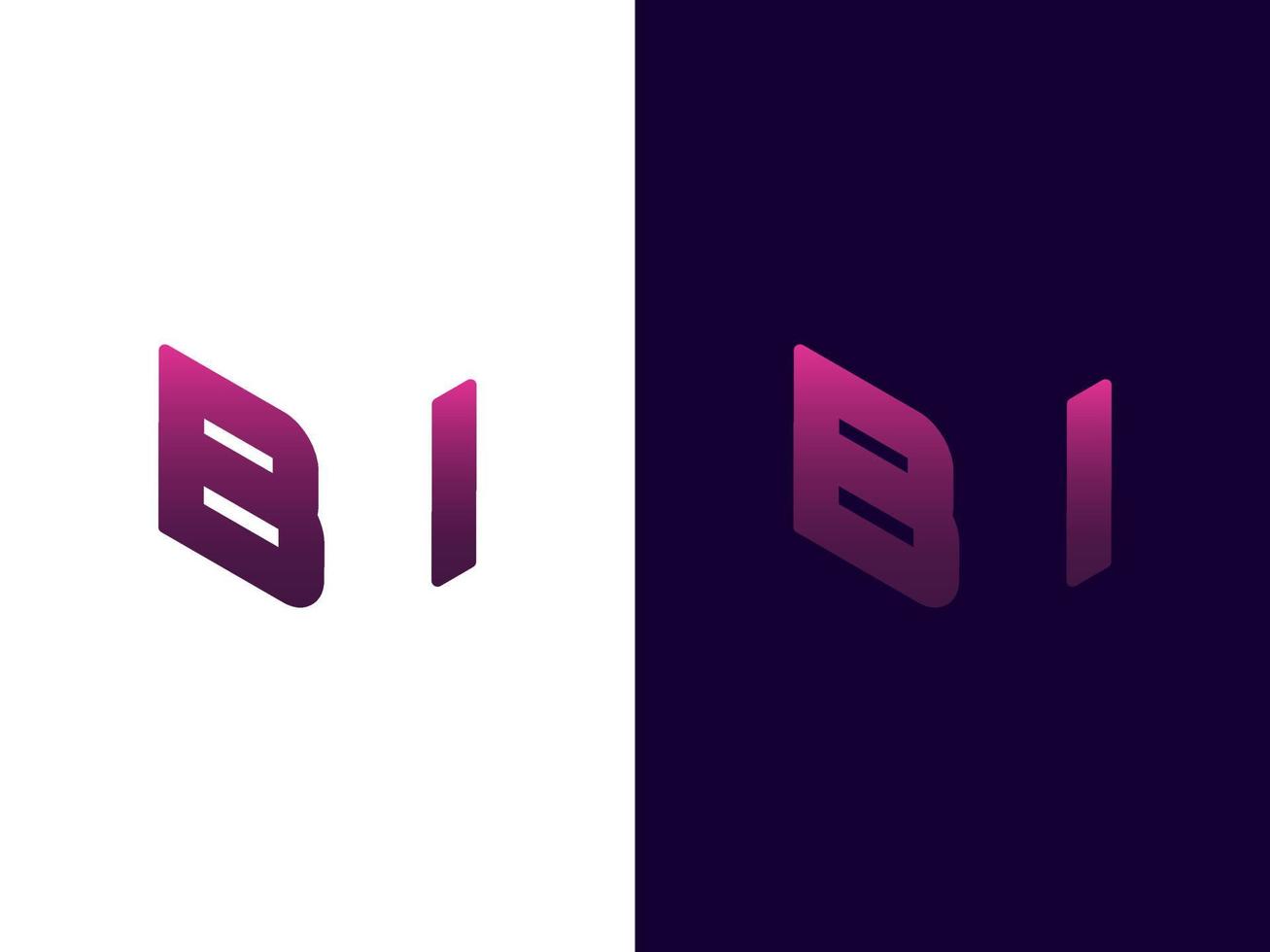 Initial letter BI minimalist and modern 3D logo design vector