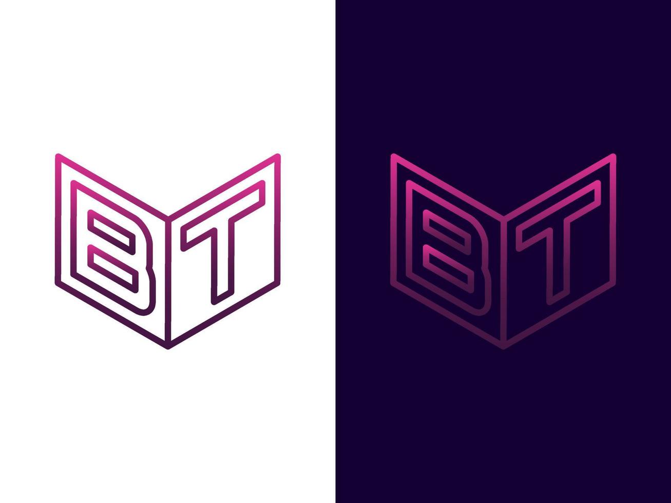 letra inicial bt diseño de logotipo 3d minimalista y moderno vector