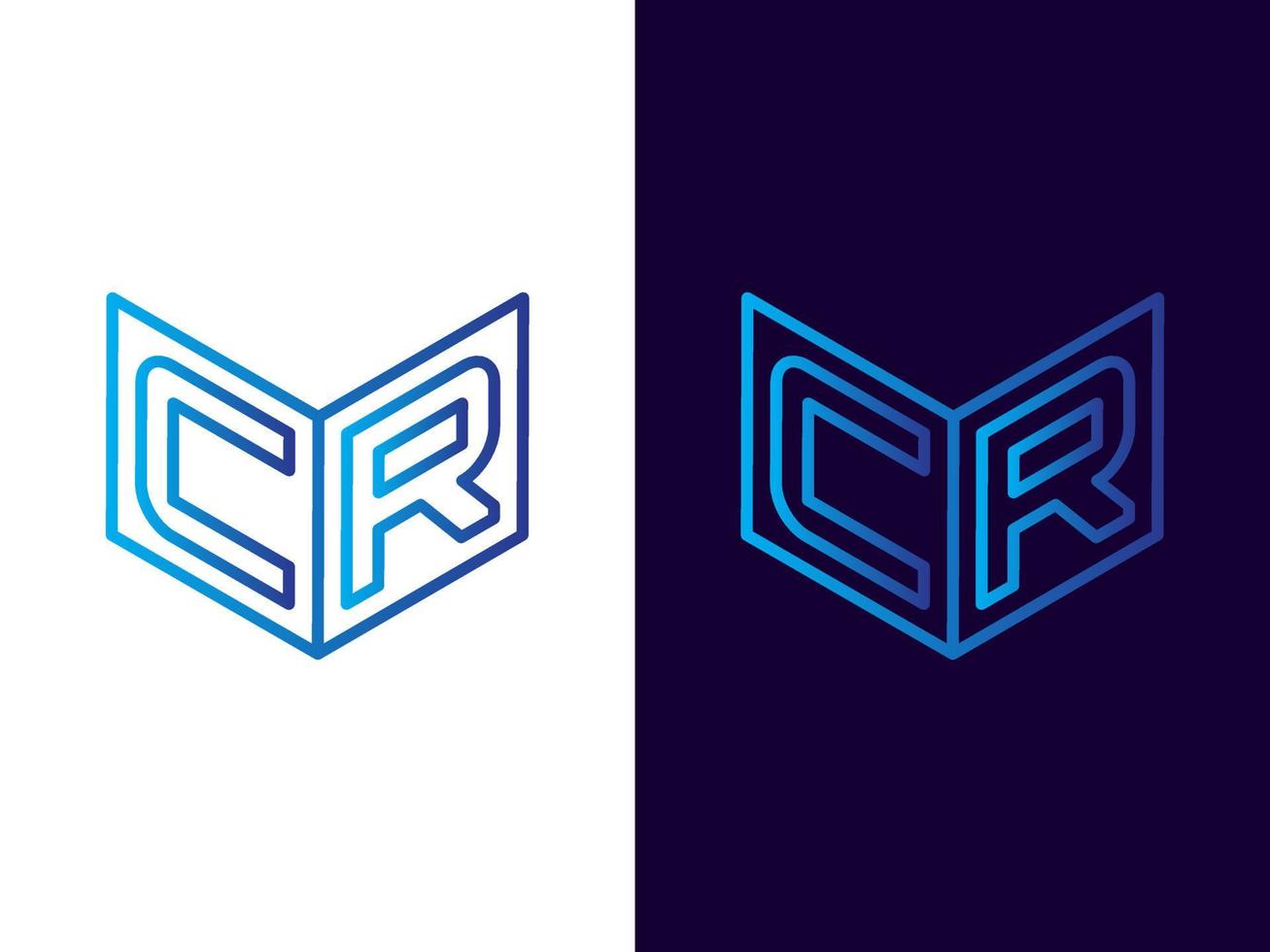 Initial letter CR minimalist and modern 3D logo design vector