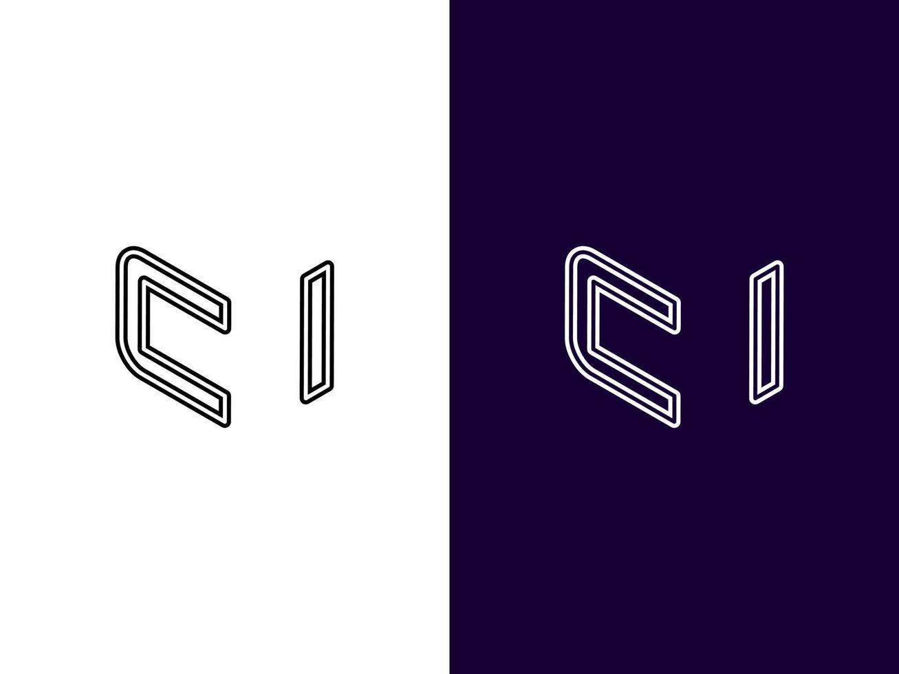 Initial letter CI minimalist and modern 3D logo design vector