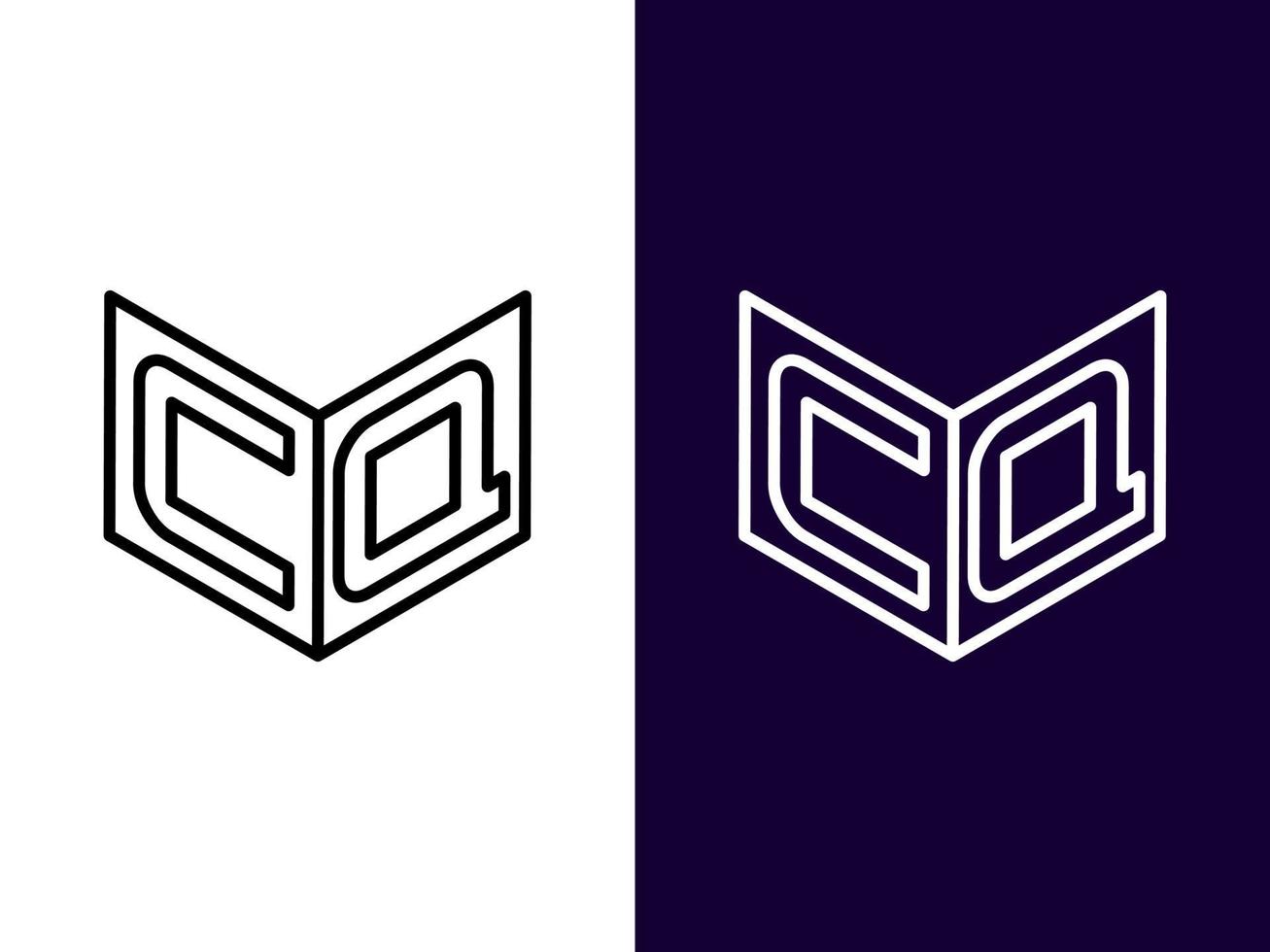 letra inicial cq diseño de logotipo 3d minimalista y moderno vector