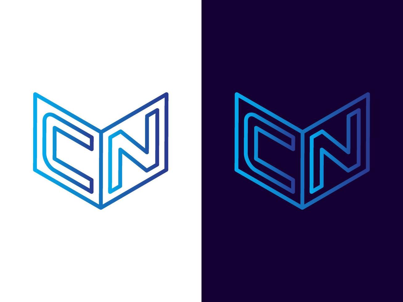 letra inicial cn diseño de logotipo 3d minimalista y moderno vector