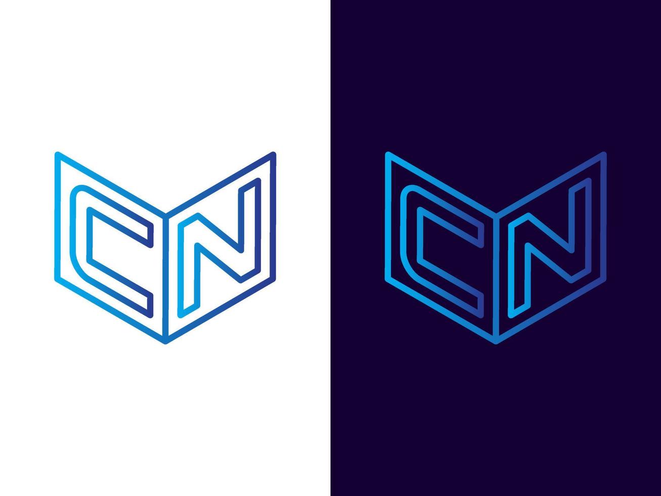 Initial letter CN minimalist and modern 3D logo design vector