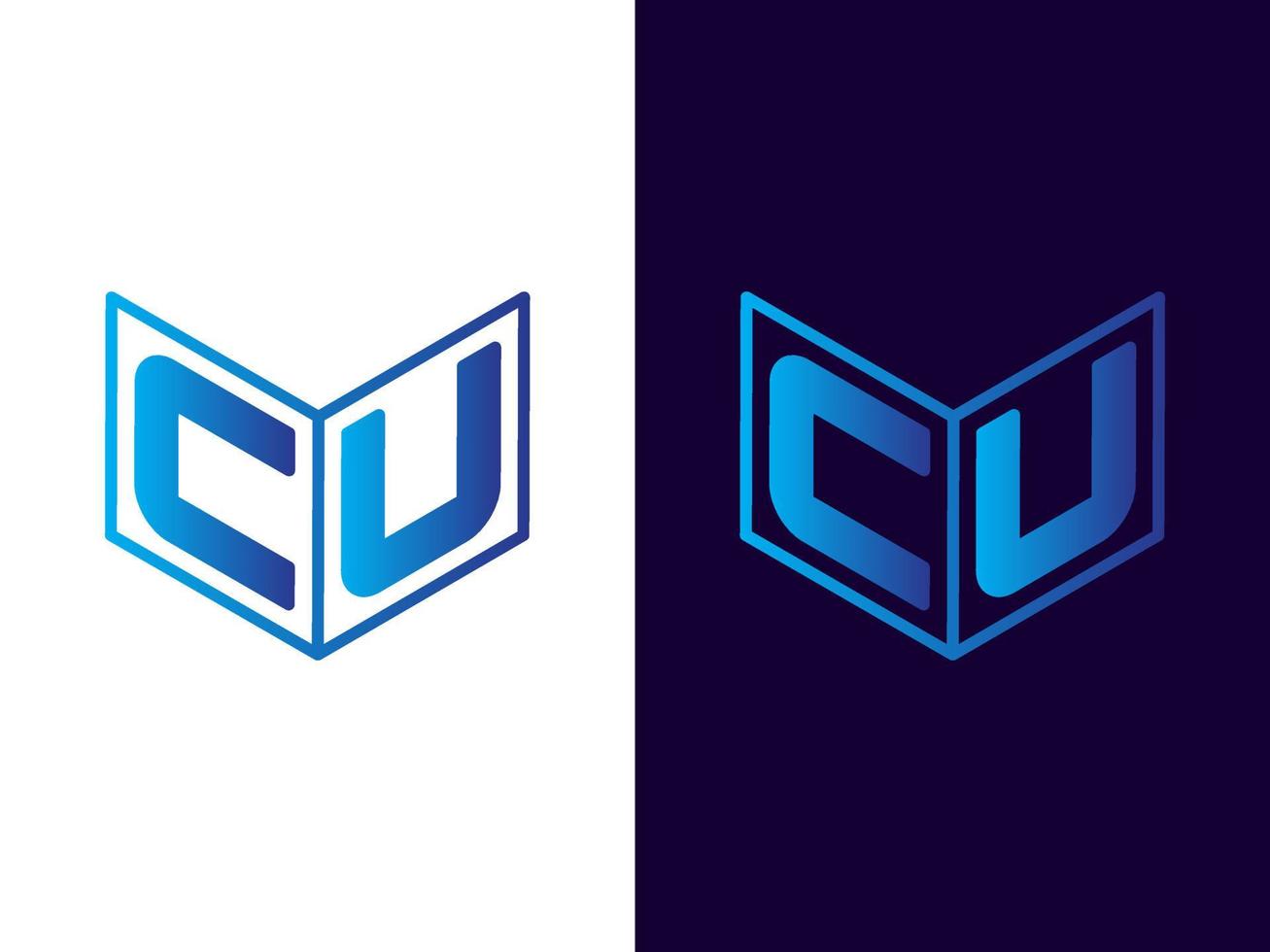 Initial letter CU minimalist and modern 3D logo design vector