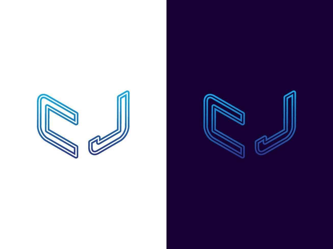 Initial letter CJ minimalist and modern 3D logo design vector