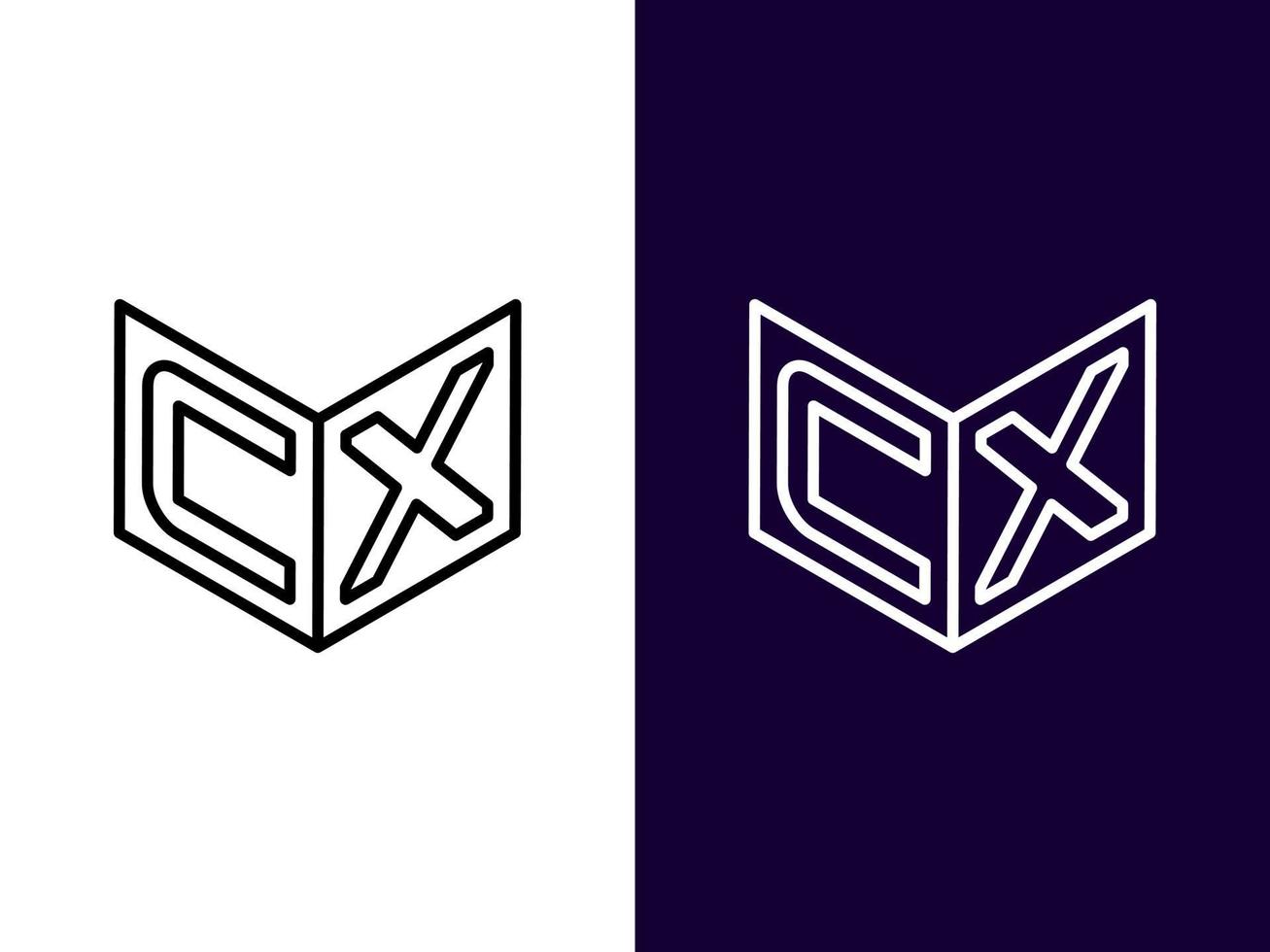 letra inicial cx diseño de logotipo 3d minimalista y moderno vector