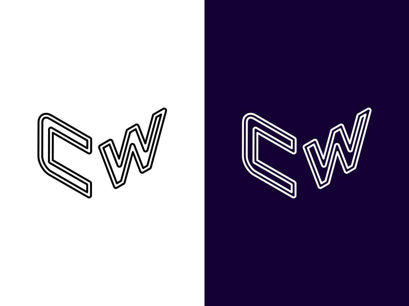 Initial letter CW minimalist and modern 3D logo design vector