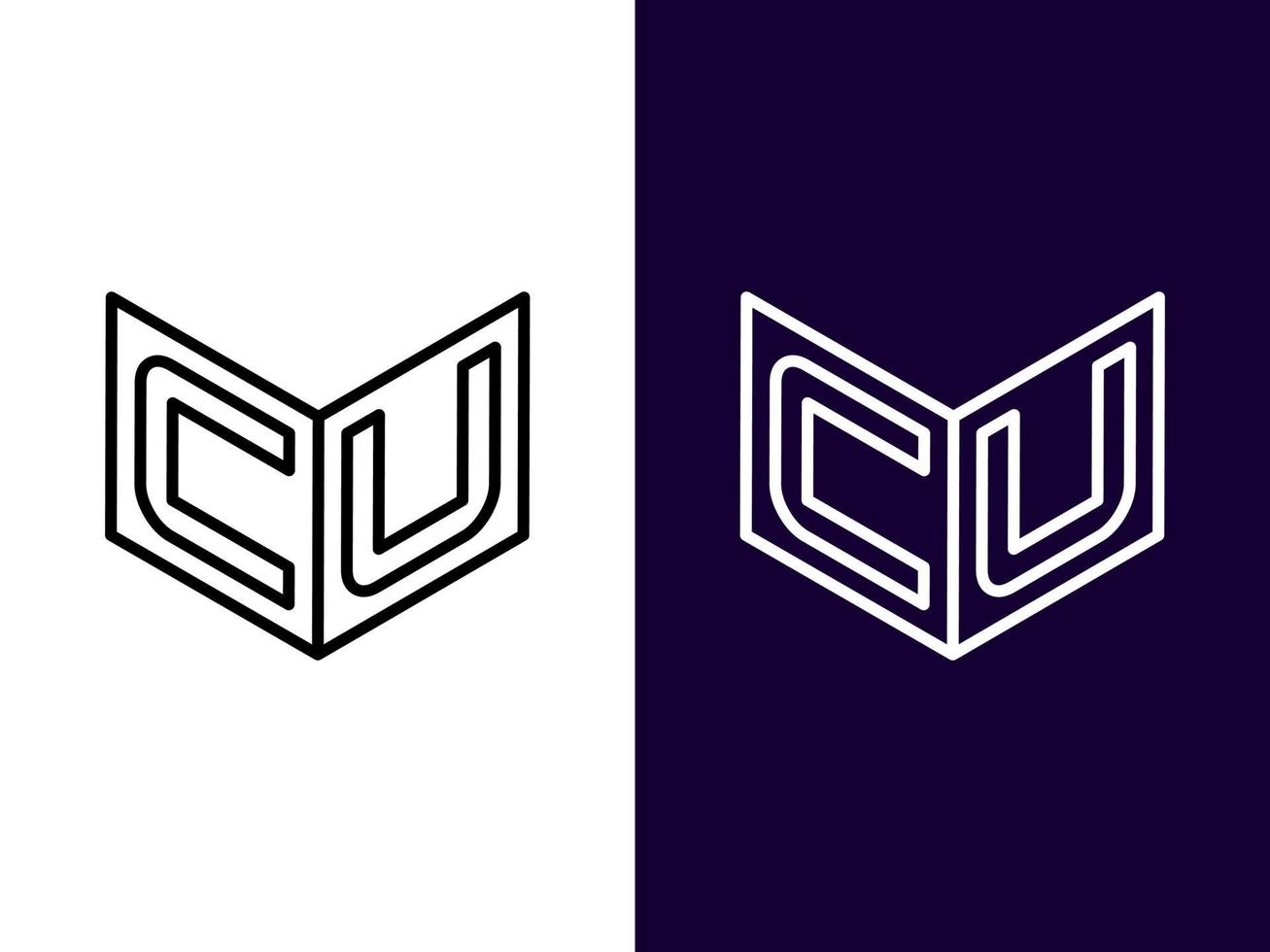 Initial letter CU minimalist and modern 3D logo design vector