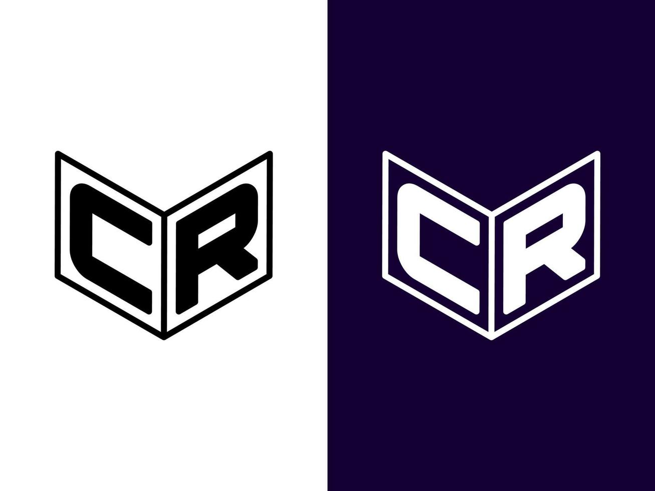 Initial letter CR minimalist and modern 3D logo design vector