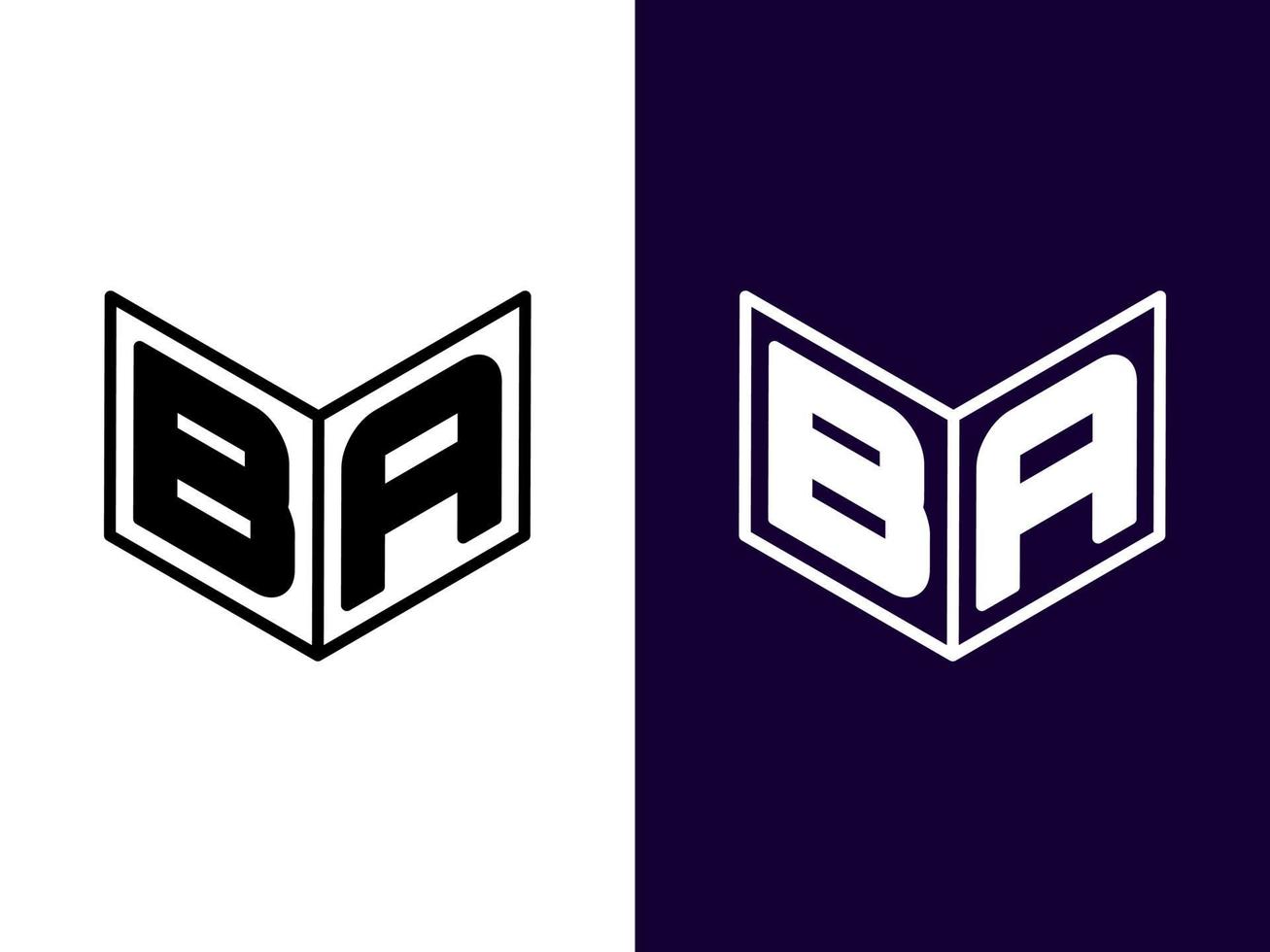 Initial letter BA minimalist and modern 3D logo design vector