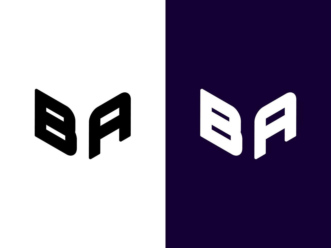 Initial letter BA minimalist and modern 3D logo design vector