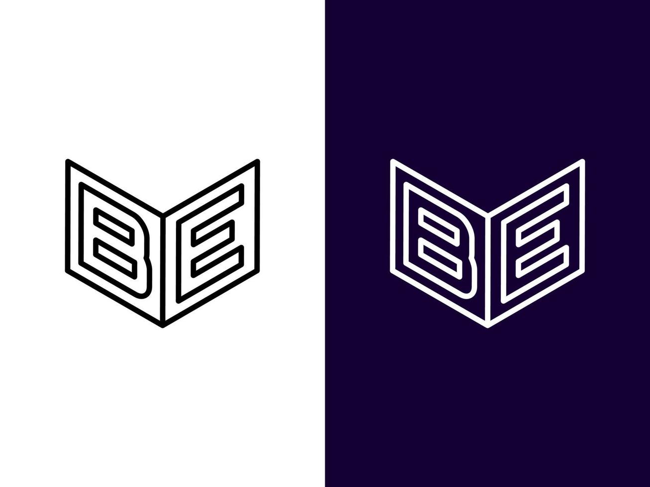 Initial letter BE minimalist and modern 3D logo design vector