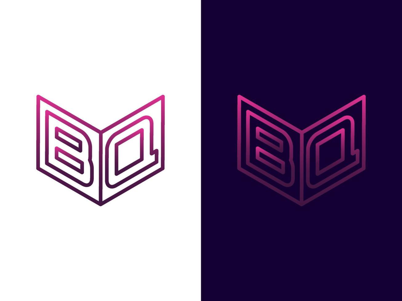 letra inicial bq diseño de logotipo 3d minimalista y moderno vector