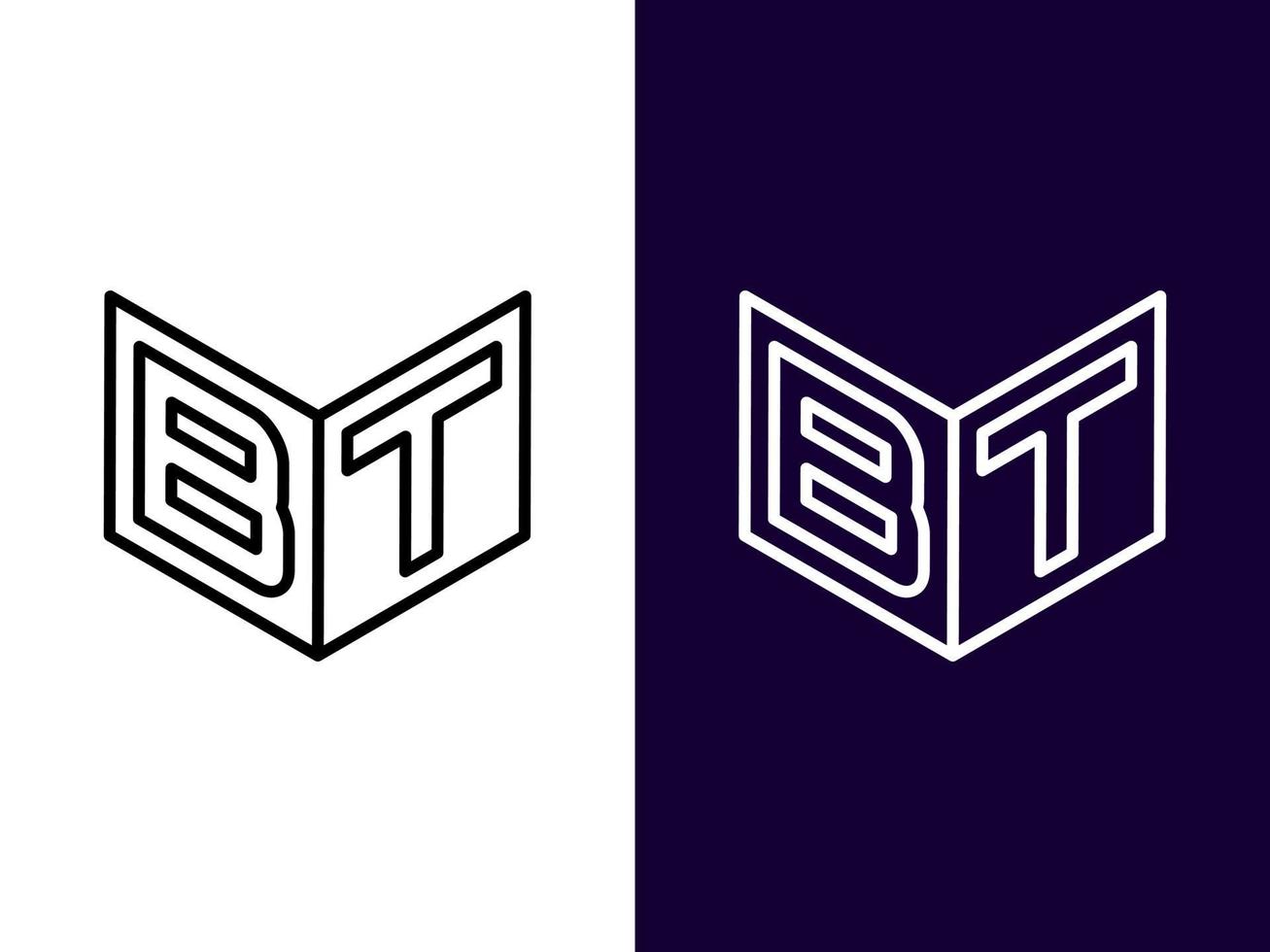 letra inicial bt diseño de logotipo 3d minimalista y moderno vector