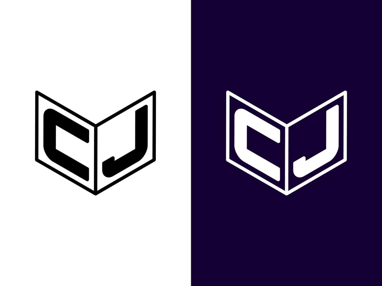 letra inicial cj diseño de logotipo 3d minimalista y moderno vector