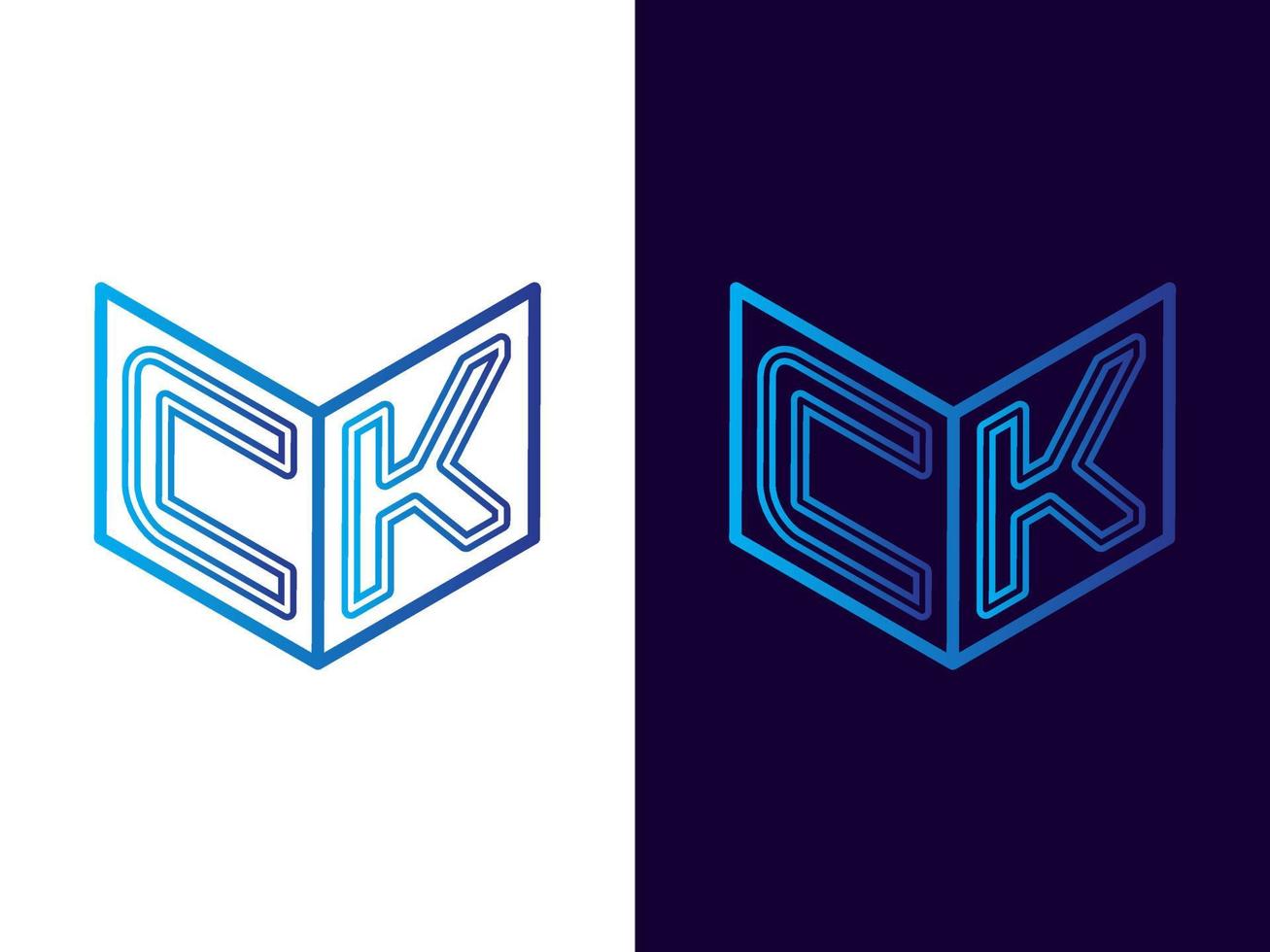 Initial letter CK minimalist and modern 3D logo design vector