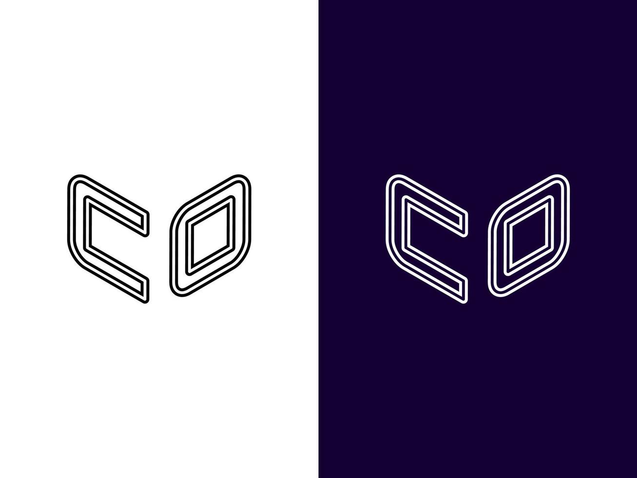 Initial letter CO minimalist and modern 3D logo design vector