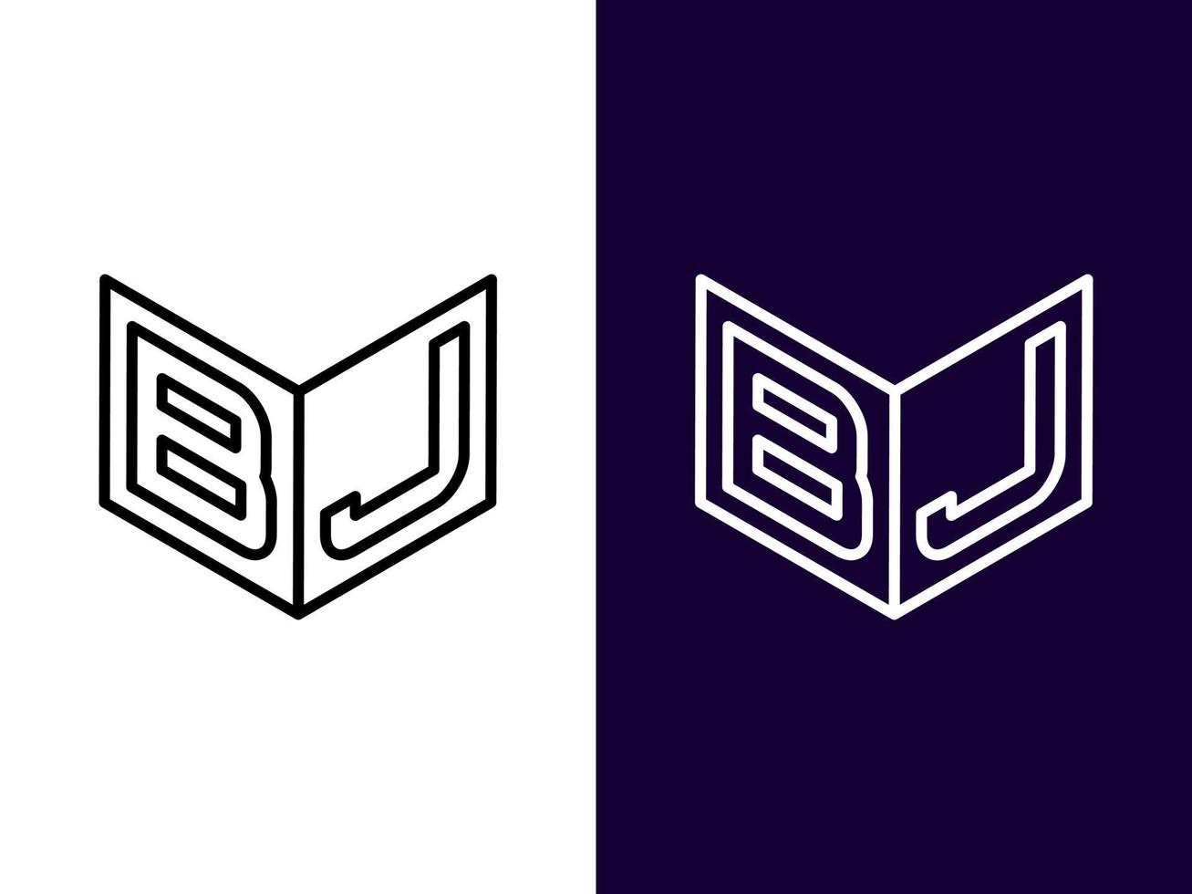 letra inicial bj diseño de logotipo 3d minimalista y moderno vector