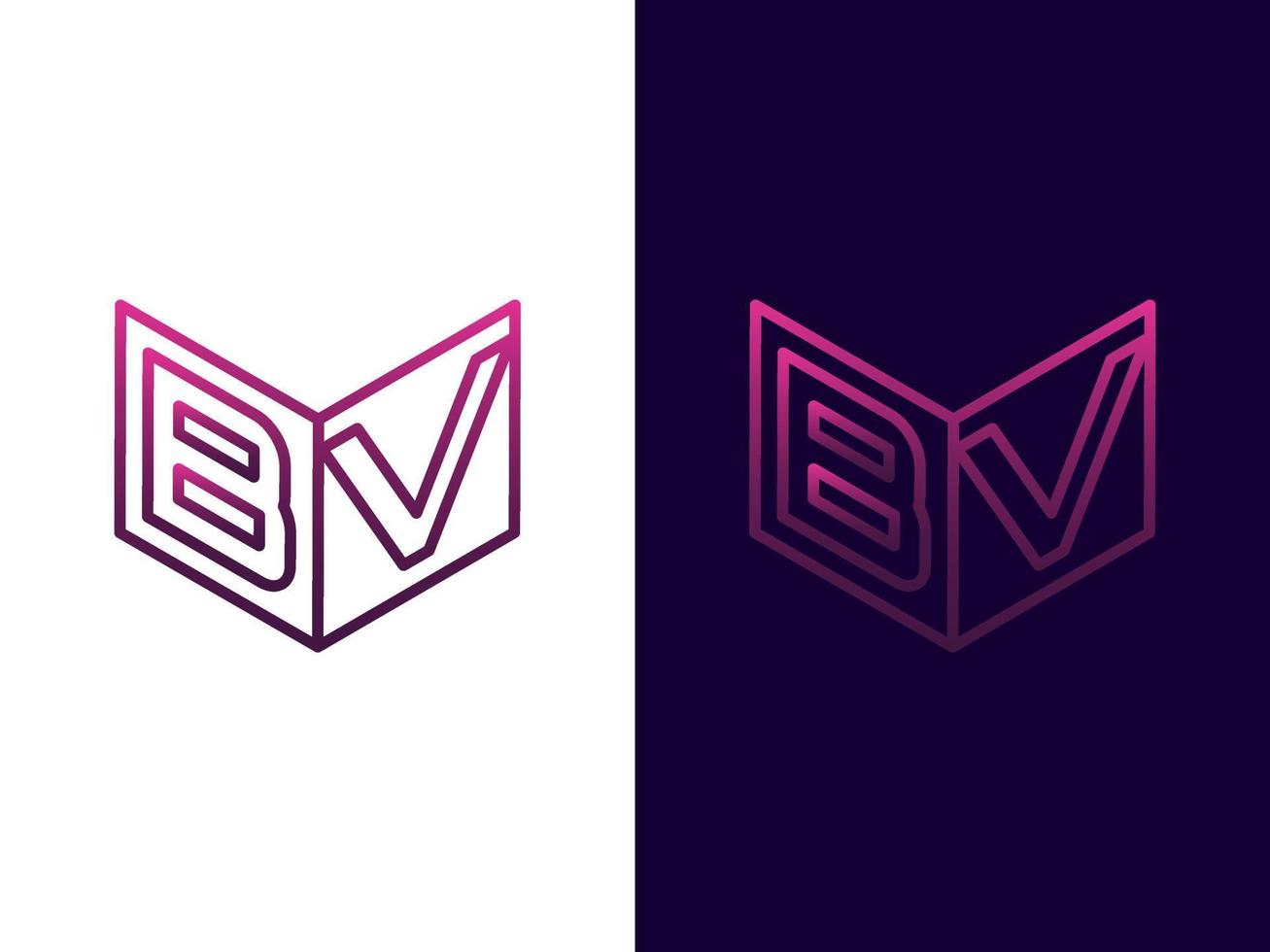 Initial letter BV minimalist and modern 3D logo design vector