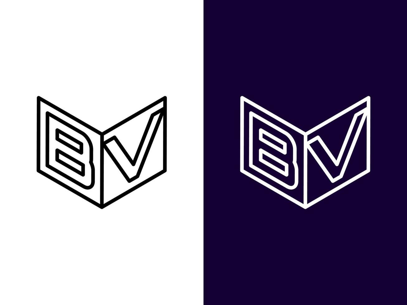 Initial letter BV minimalist and modern 3D logo design vector