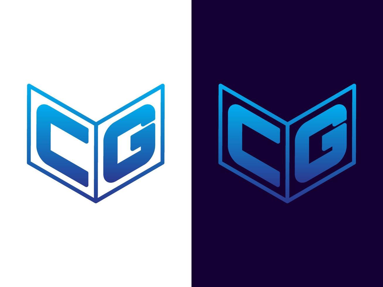letra inicial cg diseño de logotipo 3d minimalista y moderno vector