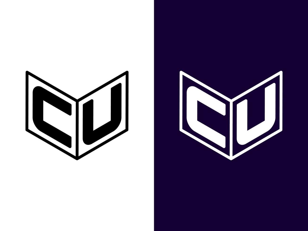 Initial letter CU minimalist and modern 3D logo design vector