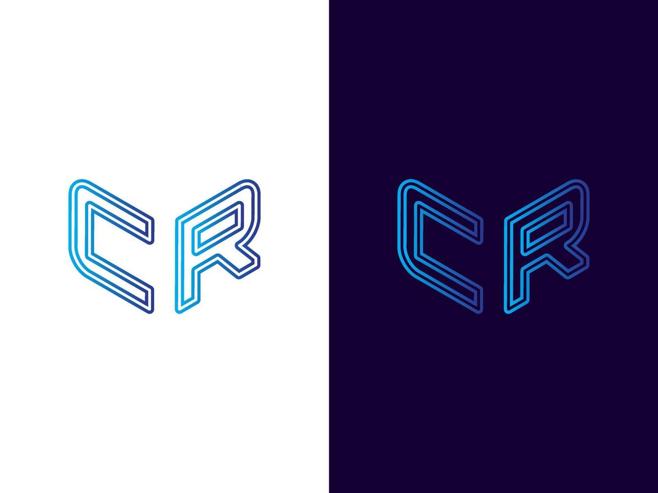 Initial letter CR minimalist and modern 3D logo design vector